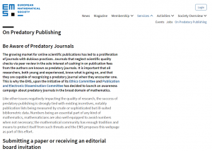 EMS On predatory journals